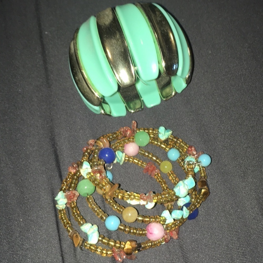 Jezebel Jewels Beaded Bracelet Set Mint greens